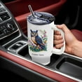 thumbnail image 5 of Custom Name 40oz Tumbler with Handle and Straw - Personalized Great Horned Owl Gifts for Women, Girls - Stainless Steel Travel Mug with Lid - Animal Lover Birthday Christmas Gift, 5 of 6