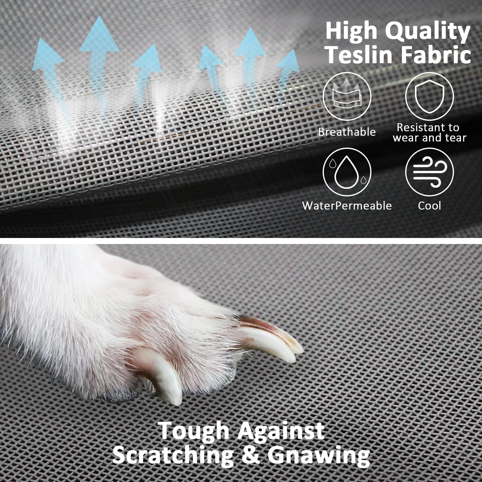 Elevated Dog Bed With Teslin Fabric - Lightweight For Medium Dogs  Waterproof & Washable Breathable Mesh Raised Pet Indoor Outdoor Use Anti-slip Easy Clean