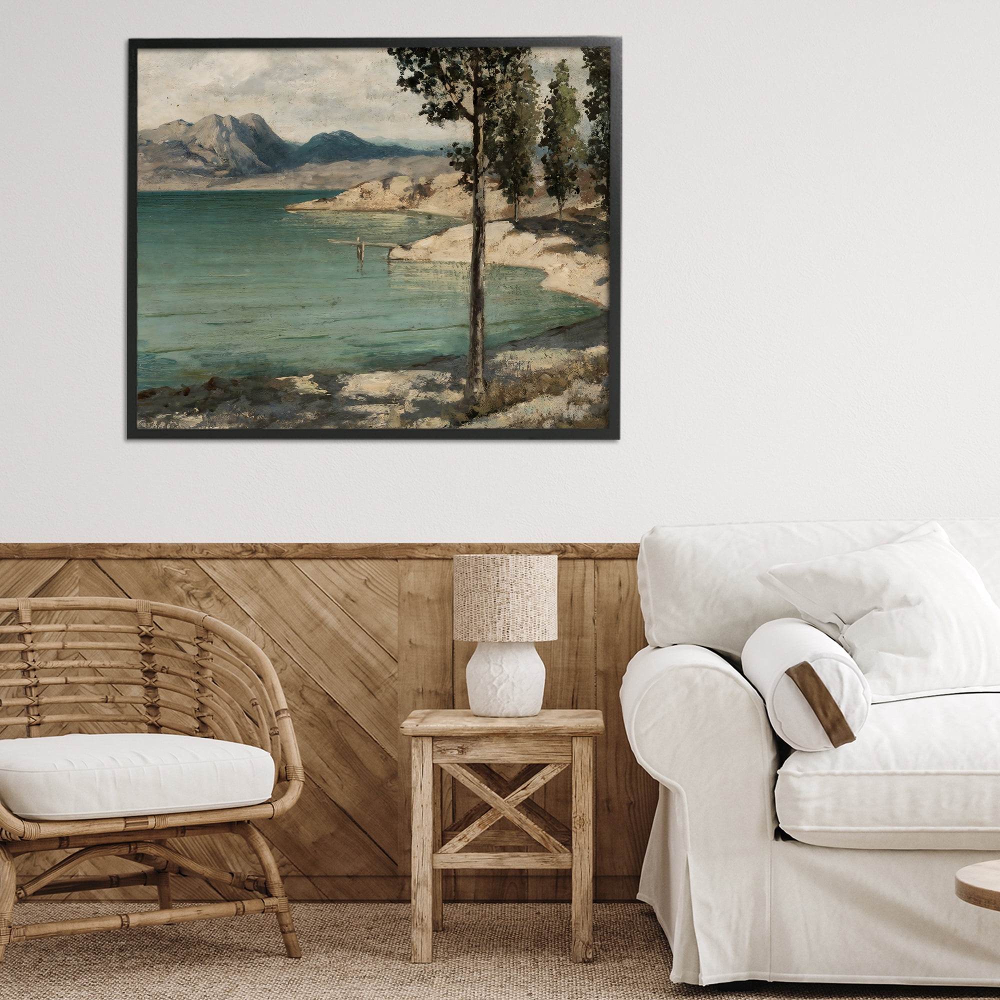 Stupell Industries Tranquil Shore with Trees Black Framed Giclee Art, design by Arlington Prints
