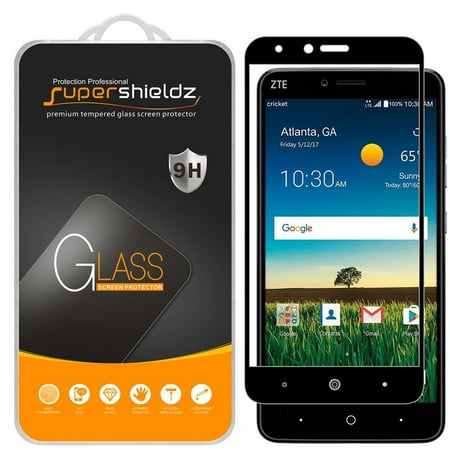 [2-Pack] Supershieldz for ZTE "Blade X Max" [Full Screen Coverage] Tempered Glass Screen Protector, Anti-Scratch, Anti-Fingerprint, Bubble Free (Black Frame)