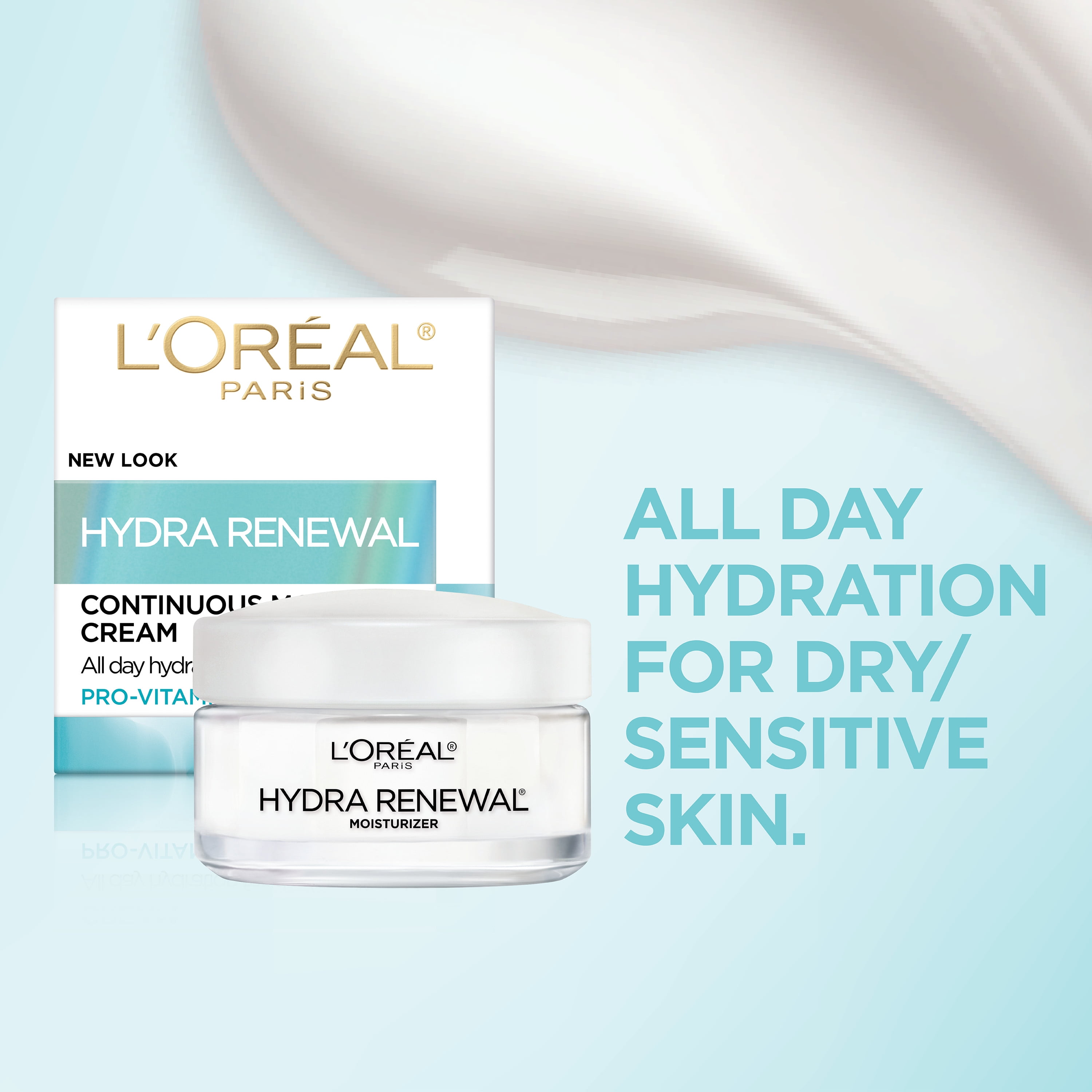 L'Oreal Paris Hydra-Renewal Continuous Facial Moisturizer for Dry Sensitive Skin, 1.7 oz