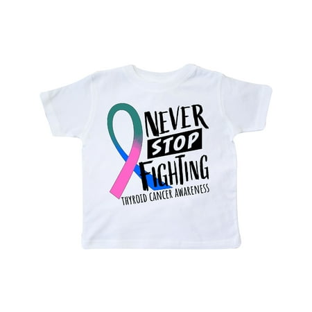 

Inktastic Never Stop Fighting Thyroid Cancer Awareness Ribbon Gift Toddler Boy or Toddler Girl T-Shirt