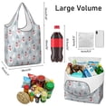 thumbnail image 3 of 5 Pack Foldable Shopping Bag,Light Blue Christmas Snowman and Tree Pattern Reusable Grocery Bags with Pockets,Large Reusable Tote Bags with Handles Waterproof & Lightweight, 3 of 6