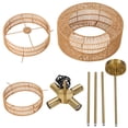 thumbnail image 5 of Lanzxjv 17.7" Rattan Lampshade, Rattan Farmhouse Chandelier Lamp Shade, 3-Tier Hand-Woven Rustic Drum Chandelier Pendant Lampshade for Kitchen Island Bedroom Living Room, 5 of 7