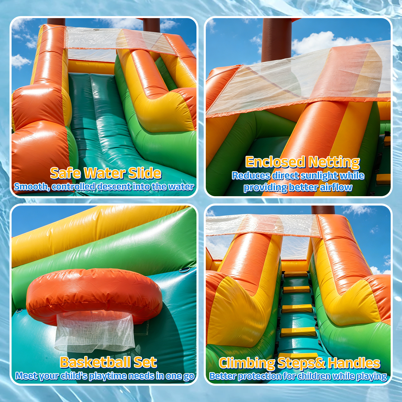 Vakiorn Adult Water Slide 26.2 ft Large Inflatable PVC with 950W Blower Commercial Grade Wet Dry Use Green