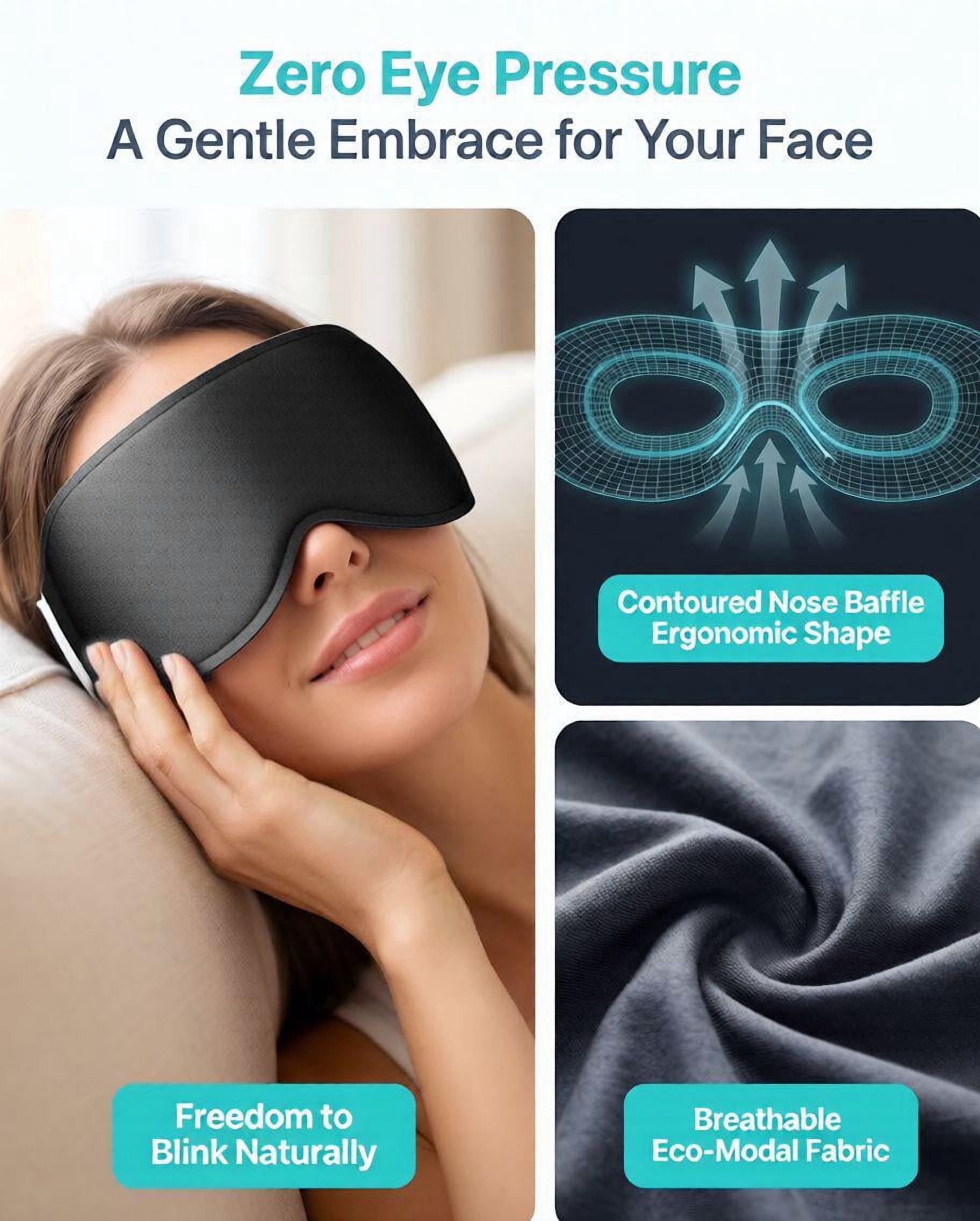 FACEMOON Weighted Sleep Mask 100% Blackout 3D Contoured for Men and Women Restful Sleep Experience Soft Memory Foam Zero Pressure Sleep Comfort Black