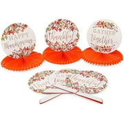Orange Paper Honeycomb Decoration for Thanksgiving Party (12 x 11 in, 6 Pack)