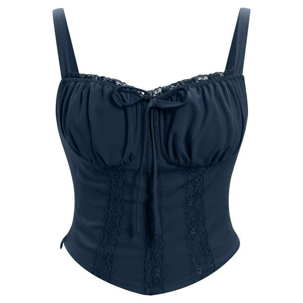 Blusa de encaje sin mangas informal de verano para mujer, blusa moldeadora