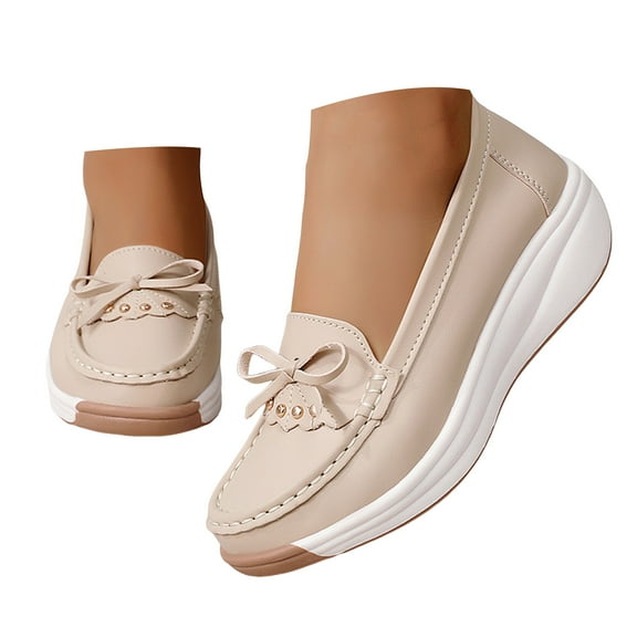 Mostsola Womens Wedge Loafers Slip on Comfortable Platform Penny Loafers Casual Walking Shoes