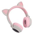 thumbnail image 4 of Auriculares Bluetooth 5.0 Nikou con orejas de gato y cancelación de ruido LED gris y rosa, 4 of 15