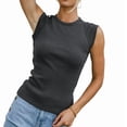 thumbnail image 3 of Women'S Summer Cap Sleeve Slim Fitted Knit Basic Casual Ribbed Tank Tops Dark gray XL, 3 of 8