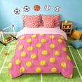 thumbnail image 3 of Manfei Girls Tennis King Bedding, Sports King Bed in a Bag, HotPink Yellow, Pink Reversible 7pcs, 3 of 6