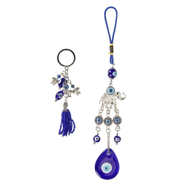 Adorno colgante de ojo azul de elefante, llavero único y elegante de ojo azul para decoración del hogar, coche y oficina
