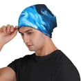 thumbnail image 3 of Xecao Blue Fire Cool Wolf Print Beanie Knitted Hat for Men Women, Winter Fashion Knit Cuffed Caps Unisex, 3 of 7