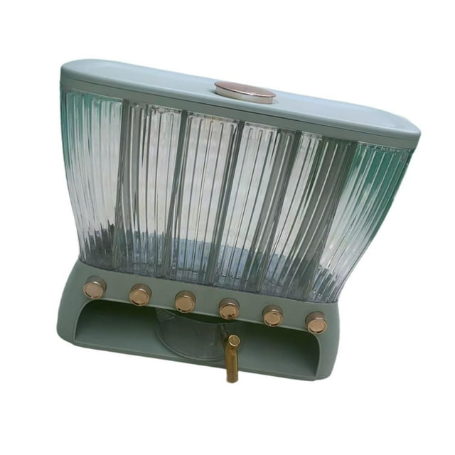 Organizador de arroz con 6 secciones y tazas medidoras para almacenar granos como el mijo. verde