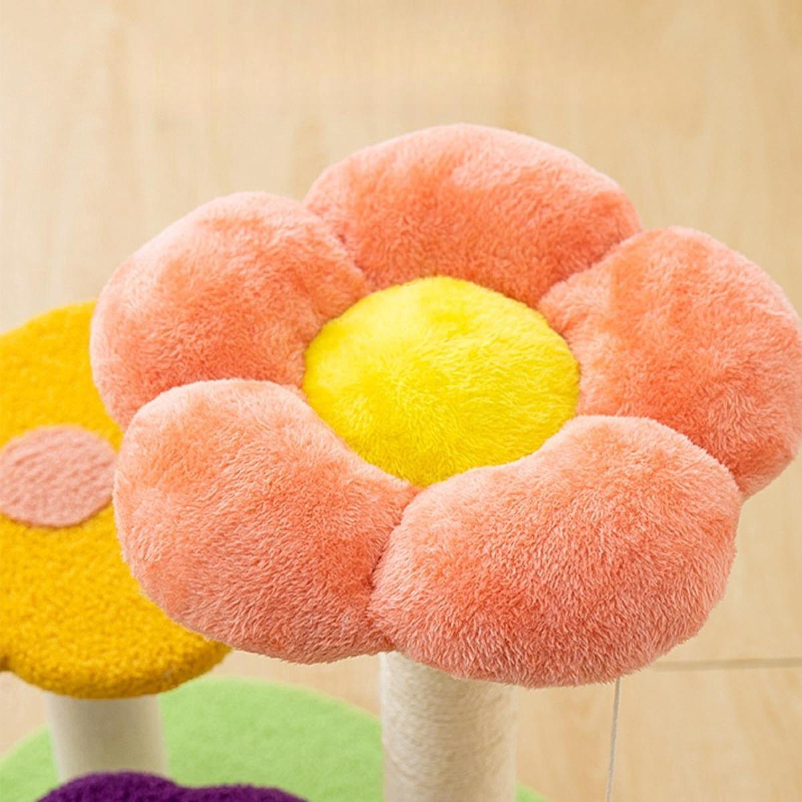 Bvdfgk Flower Scratch Post Cat Scratcher with Interactive Ball 3 Tiers Scratching Pole orange