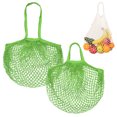 thumbnail image 1 of Uxcell 2-Pack Bolsa de Malla de Algodón, Bolsas de Compras Reutilizables Lavables [Verde, Asa Larga y Corta], 1 of 1