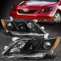 NUVISION for 07-09 Toyota Camry Black Housing Amber Corner Projector Headlights