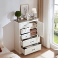 thumbnail image 3 of Farmhouse 5 Drawer Dresser for Bedroom, Tall Chest of Drawers, Chest of Drawers Organizer Storage,Wood Rustic Bedroom Dresser for Closet, Living Room, Hallway, White., 3 of 6
