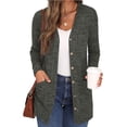 thumbnail image 6 of Eternatastic Womens Solid Long Sleeve Button Down Rib Knit Cardigan Sweater Coat Casual Open Front Long Cardigan, 6 of 6