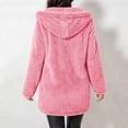 thumbnail image 6 of Enjoytime Fleece Jacket Women Fall Winter Button Down Hooded Teddy Coat Soft Warm Casual Mid Length Long Sleeve Outerwear, 6 of 7