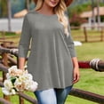 thumbnail image 6 of Feancey Womens Plus Size 3/4 Sleeve T Shirts Curved Hem Casual Business Blouse Lightweight Breathable Athletic Workout Tops Solid Color Summer Tees Gray 3XL, 6 of 7