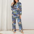 thumbnail image 2 of Pajama Sets for Women 2 Pcs, coconut tree SUV Button Down Long Sleeve Sleepwear Lounge PJ Sets, 2 of 6
