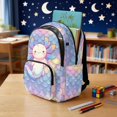 thumbnail image 3 of Pzuqiu Mermaid Scale Axolotl School Backpacks for Teen Girls 4PCS Backpack with Lunch Box Pencil Case Water Bottle Bag Kawaii Large Capacity Travel Rucksack Sport Bookbag for Elementary Students, 3 of 7
