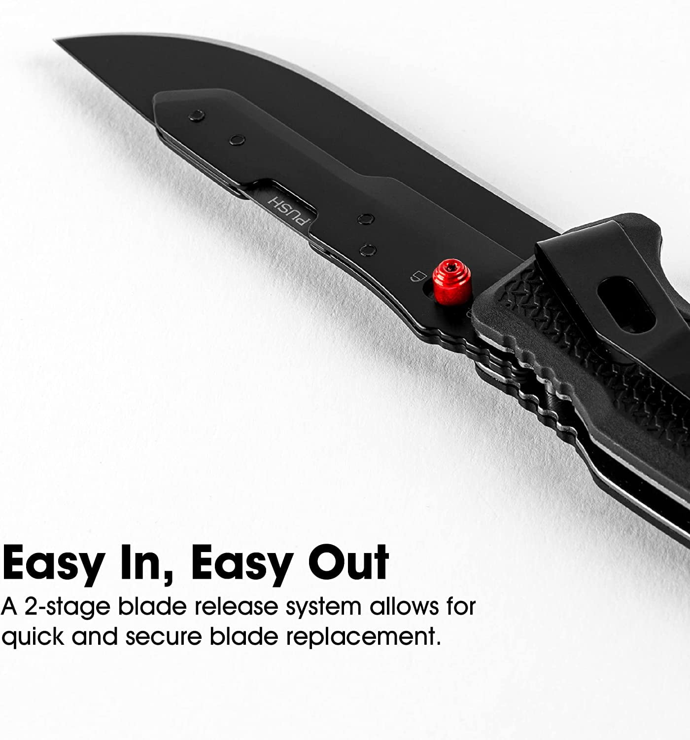 True Replaceable Blades Pocket Knife, Black/Grey