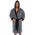 thumbnail image 1 of Peignoir à Capuche pour Homme en Molleton Doux, Robe de Chambre, Patchwork, Vêtement de Nuit, 1 of 3