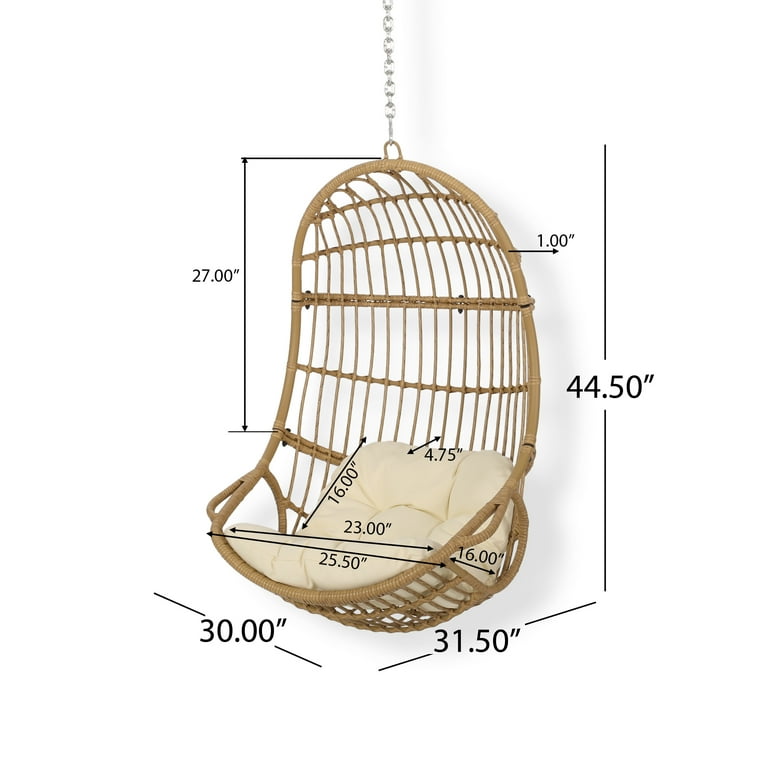 GDF Studio Ottawa Outdoor/Indoor Rattan Swing Hanging Chair GDF Studio Ottawa Outdoor/Indoor Rattan Swing Hanging Chair