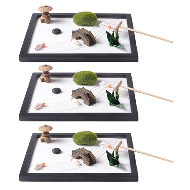 3x Bandeja De Arena Para Jardín Micro Paisaje Meditación Ornamento Artesanía De Relajación perfecl Bandeja de arena Zen Paisaje