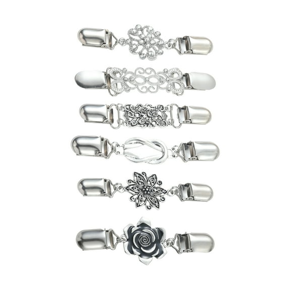 6Pcs Cardigan Clip Women Sweater Clips Cardigans Shawl Fasteners Clips Scarf Collar Safety Pin
