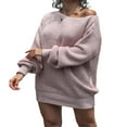 thumbnail image 4 of COUTEXYI Femmes hors Robe de Pull Épaule Manches Longues Robe en Tricot en Vrac Automne Mini Robe, 4 of 9