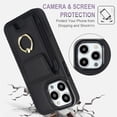 thumbnail image 6 of For iPhone 15 Pro Wallet Case with Card Holder, 360°Rotation Ring Holder Kickstand, 4 Card Slots PU Leather Case, RFID Blocking Magnetic Clasp Protective Cover,Black, 6 of 16