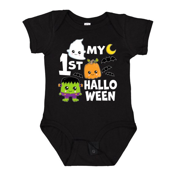 Inktastic My 1st Halloween with Ghost Monster and Pumpkin Boys or Girls Baby Bodysuit