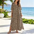 thumbnail image 2 of Women Floral Print Kaftan Dresses Plus Size Bathing Suit Cover Up Moo Moos Caftan Beach Dress for Swimwear Summer for Home Lounging Beach Resort(Brown,One Size), 2 of 4