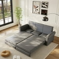 thumbnail image 3 of Luxurious 94" King Pull Out Sofa Bed, 3-in-1 Faux Leather Convertible Sleeper Sofa with Nailhead Trim & Deep Seat for Living Room, Apartment, Grey, 3 of 7