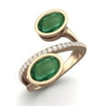 thumbnail image 2 of 925 Sterling Silver Rose Vermeil 2.5 Cts Oval Shape Emerald Dual Stone Boho Women Mother's Day Gift Ring, 2 of 3