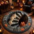 thumbnail image 3 of 3D Haunted Staircase Round Rug, Halloween Optical Illusion Area Rug with Spooky Ghost Design, Non-Slip Floor Mat for Living Room Bedroom Entryway Party Decor, 3 of 5