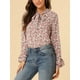 thumbnail image 5 of INSPIRAR CHIC Blusa Vintage de Manga Larga con Volantes y Cuello en V Floral para Mujeres S Blanca Rosa, 5 of 8
