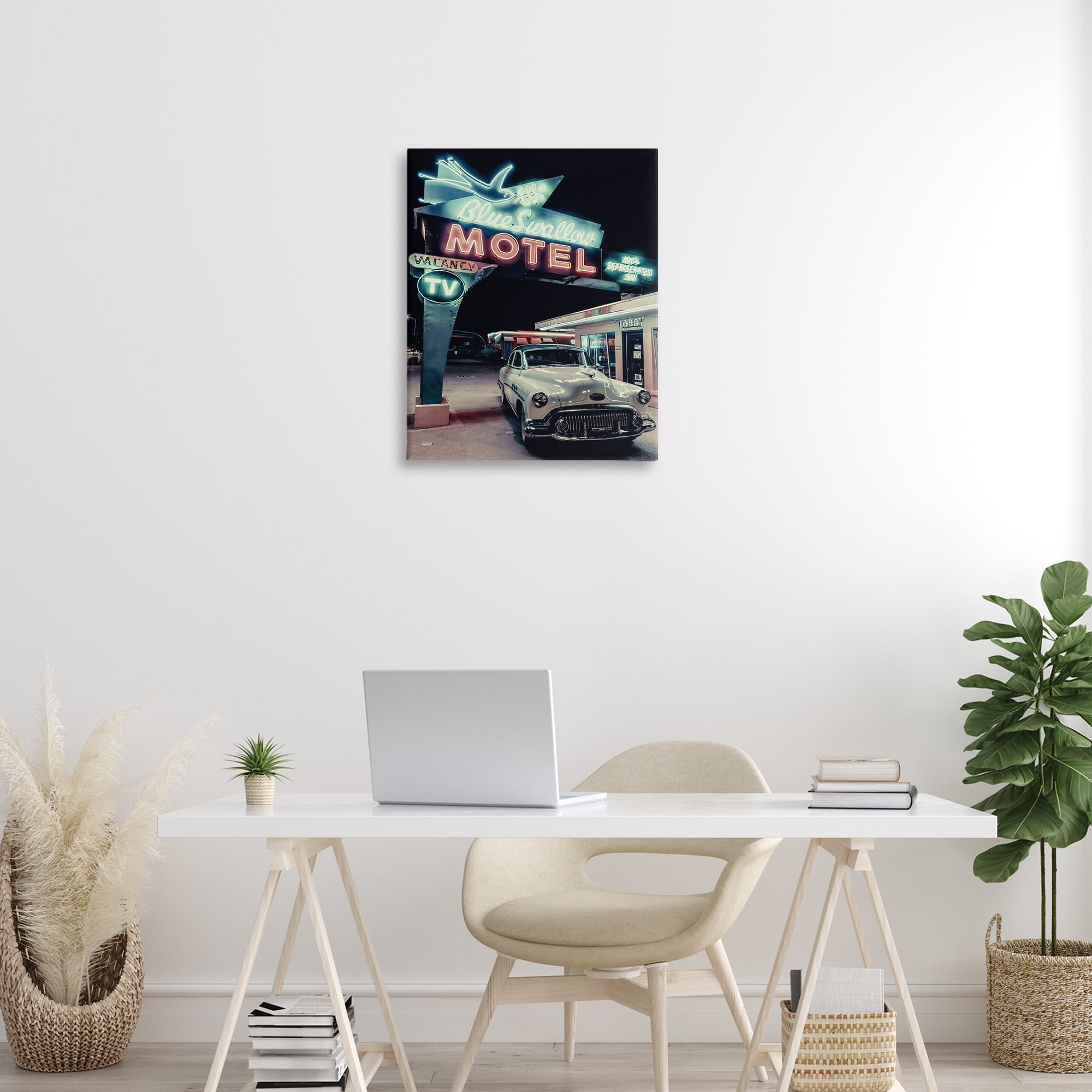 Stupell Industries Vintage Motel Getaway Car Transportation Painting Wrapped Canvas Art Print Wall Art, 24 x 30