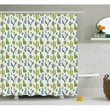 Cactus Shower Curtain Succulent Flowers With Thorns Exotic Desert Cactus Shower Curtain Succulent Flowers With Thorns Exotic Desert Plants Colorful Hand Drawn Cacti Pattern