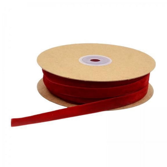 Tachiuwa 5xSingle Side Velvet Ribbon 1 Roll Vintage for Ornaments Christmas Accessories Red