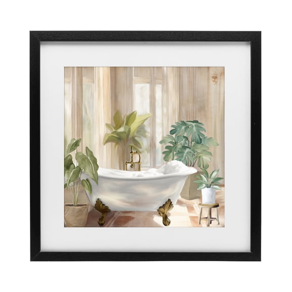 Stupell Industries Traditional Serenity Bathroom Plants Black Framed Print Under Glass, 13 x 13, by Kim Allen