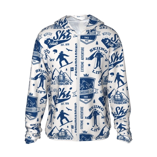 Balery Skiing Enthusiast Sudadera ligera de manga larga con capucha y protección solar UPF 50+ para hombre y mujer, ideal para pesca y running-Small