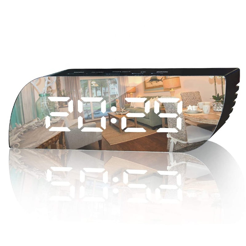 EvoFine Aesthetic Digital Alarm Clock Mirror Surface Large LED Digits
