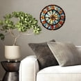thumbnail image 4 of Vintage Stained Glass Wall Clock Decorative Art 10-Inch Silent Wooden Wall Clock, Battery Operated (AA Batteries Not Included), Artistic Home Decor, 4 of 8