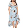 thumbnail image 4 of Cardigan Français pour Femmes Grande Taille Manches Courtes Imprimé Robe Maxi une Pièce,TG, 4 of 5