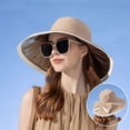 thumbnail image 4 of 56-58cm head circumference big brim fisherman hat female bow sunshade basin hat outdoor beach sunscreen hat - Khaki, 4 of 5